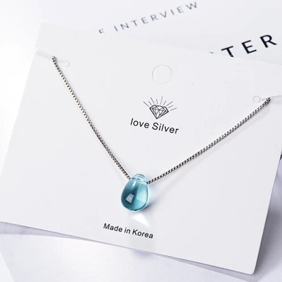 Jewelry - NEW Silver Artificial Blue Crystal Water Drop Necklace